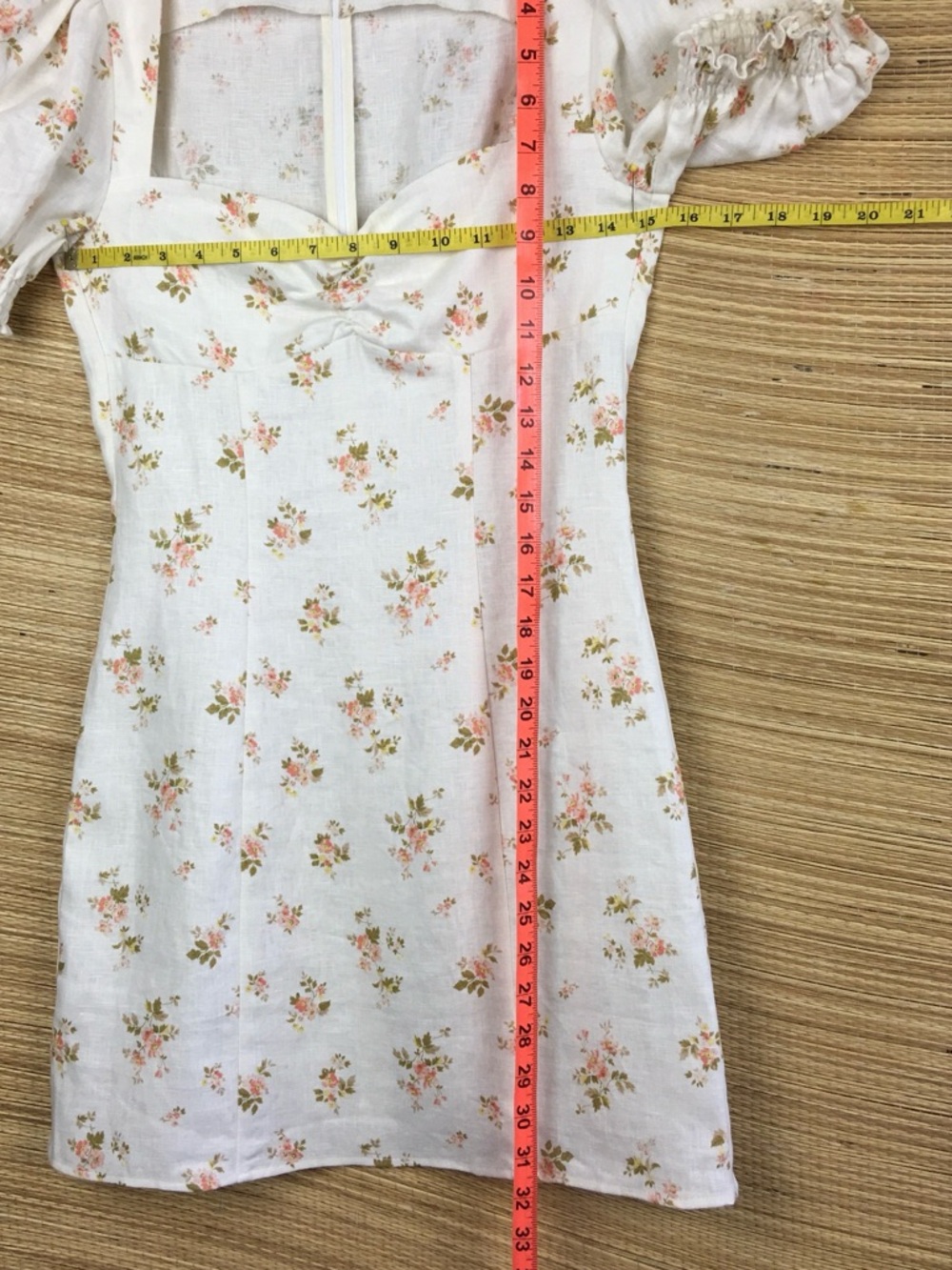 REFORMATION Gina Linen Mini Dress Mildred Floral Size 2 Cottagecore Puff Sleeve - Picture 12 of 13